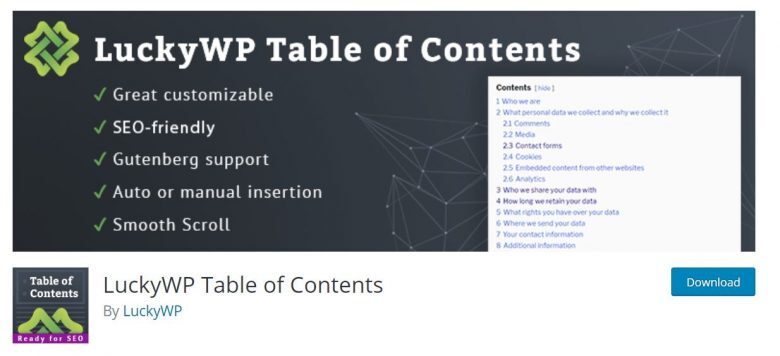 افزونه Lucky WP Table of Contents