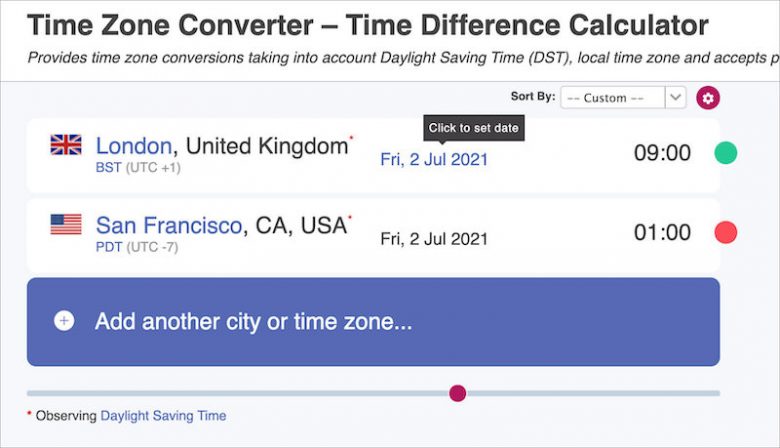 Time Zone Converter by TimeAndDate