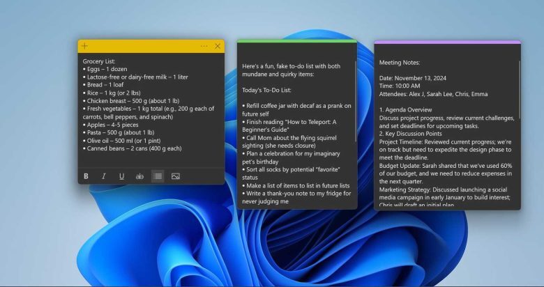 یادداشت‌های چسبان ویندوز (Windows Sticky Notes)