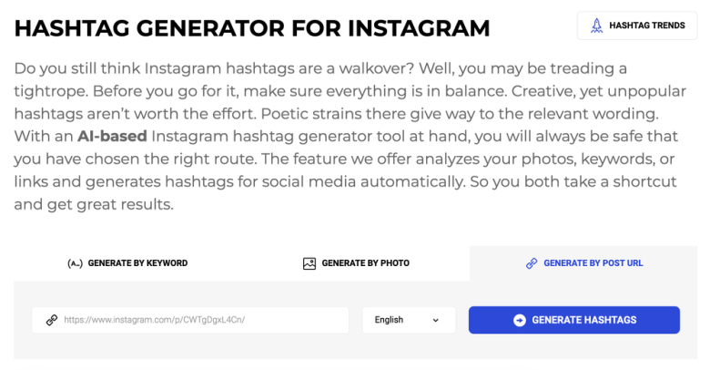 Inflact Instagram Hashtag Generator